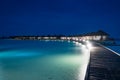 Night scene of typical luxury overwater villa