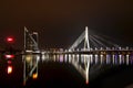 The night scene of the Vansu bridge over river Daugava, Riga, Latvia Royalty Free Stock Photo