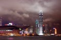 Night scene of the Victoria Harbour - Hong Kong Royalty Free Stock Photo