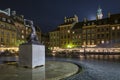 Night scene of Warsaw mermaid monument