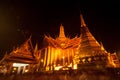 Night scene of Wat Phra Kaew is the temple. Royalty Free Stock Photo