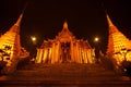 Night scene of Wat Phra Kaew is the temple Royalty Free Stock Photo