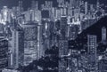 Night scenery of aerial view of downtown district of Hong Kong city Royalty Free Stock Photo