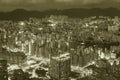 Night scenery of aerial view of Hong Kong city Royalty Free Stock Photo