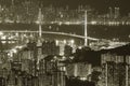 Night scenery of aerial view of Hong Kong city