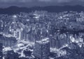 Night scenery of aerial view of Hong Kong city Royalty Free Stock Photo