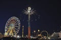 Night scenery of amusement park rides in Toronto Royalty Free Stock Photo