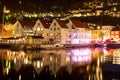 Night scenery of Bergen, Norway