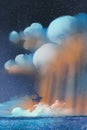 Night scenery of big cumulonimbus clouds over field Royalty Free Stock Photo