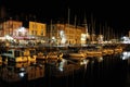 Night Scenery In The Bright Lit Historic Harbour In Honfleur Normandy France Royalty Free Stock Photo