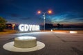 Night scenery in Gdynia with noctilucent clouds over the harbor. Poland