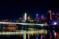 Night Scenery of High-rise Buildings of Chongqing River-Crossing Bridge in Asia Royalty Free Stock Photo