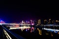 Night Scenery of High-rise Buildings of Chongqing River-Crossing Bridge in Asia Royalty Free Stock Photo