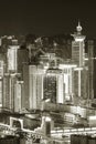 Night scenery of high rise buildings in Shenzhen city Royalty Free Stock Photo