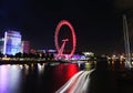 Night scenery of London Eye - a giant ferris wheel on the South Bank of the river Thames London United Kingdom Royalty Free Stock Photo
