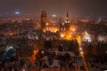 Night scenery of the Main Town of Gdansk after the snowfall, Poland Royalty Free Stock Photo