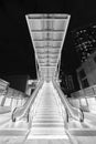 Night scenery of modern escalator in downtown district of Hong Kong city Royalty Free Stock Photo