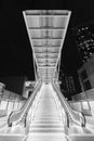 Night scenery of modern escalator in downtown district of Hong Kong city Royalty Free Stock Photo