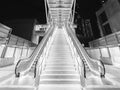 Night scenery of modern escalator in downtown district of Hong Kong city Royalty Free Stock Photo