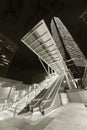 Night scenery of modern escalator in downtown district of Hong Kong city Royalty Free Stock Photo