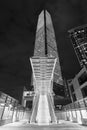 Night scenery of modern escalator and skyscraper in downtown district of Hong Kong city Royalty Free Stock Photo