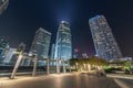 Night scenery of modern office building and skyline of Hong Kong city Royalty Free Stock Photo