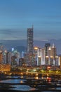 Night scenery of skyline of Shenzhen city, China. Viewed from Hong Kong border Royalty Free Stock Photo