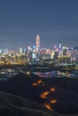 Night scenery of skyline of Shenzhen city, China. Viewed from Hong Kong border Royalty Free Stock Photo