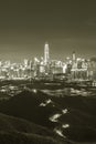 Night scenery of panorama of skyline of Shenzhen city, China. Viewed from Hong Kong border Royalty Free Stock Photo