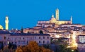 Night scenery of Siena, a medieval town in Tuscany Italy, with view of the Dome & Bell Tower of Siena Cathedral