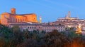 Night scenery of Siena, a medieval town in Tuscany Italy, with view of the Dome & Bell Tower of Siena Cathedral  Duomo di Siena Royalty Free Stock Photo