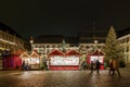 Night scenery of silent Weihnachtsmarkt, Christmas Market at old town hall in DÃÂ¼sseldorf, Germany. Royalty Free Stock Photo