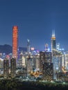 Night scenery of skyline of downtown district of Shenzhen city, China. Viewed from Hong Kong border Royalty Free Stock Photo