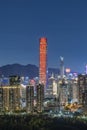 Night scenery of skyline of downtown district of Shenzhen city, China. Viewed from Hong Kong border Royalty Free Stock Photo