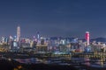 Skyline of downtown district of Shenzhen city, China. Viewed from Hong Kong border Royalty Free Stock Photo