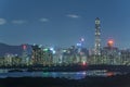Night scenery of skyline of Shenzhen city, China. Viewed from Hong Kong border Royalty Free Stock Photo