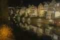 Night scenery in Tubingen , view of colorful illuminated houses in riverside.Famous old town in Germany