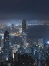Night scenery of Victoria harbor of Hong Kong city Royalty Free Stock Photo