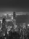 Night scenery of Victoria harbor of Hong Kong city before dawn Royalty Free Stock Photo