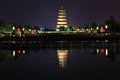 The night scenes of Dayan tower , Big Wild Goose Pagoda Royalty Free Stock Photo