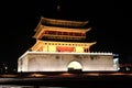 The night scenes of Drum and Bell Tower in Xian city Royalty Free Stock Photo