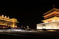 The night scenes of Drum and Bell Tower in Xian city Royalty Free Stock Photo