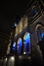 Night scenes of Historic Old Montreal, Quebec, Canada with Notre Dame Basilica Cathedral