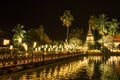 Night scenes of temple in Sukhothai