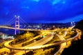 Night scenes of Tsing Ma Bridge Royalty Free Stock Photo