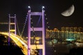 Night scenes of Tsing Ma Bridge Royalty Free Stock Photo