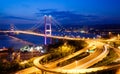 Night scenes of Tsing Ma Bridge in Hong Kong