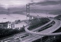 Night scenes of Tsing Ma Bridge in Hong Kong Royalty Free Stock Photo