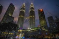 Night scenes of Twin towers or Petronas Towers in Kuala Lumpur, Malaysia we love malaysia Royalty Free Stock Photo