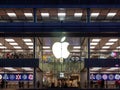 Night scenic view at Hong Kong Apple Store inside IFC shopping mall